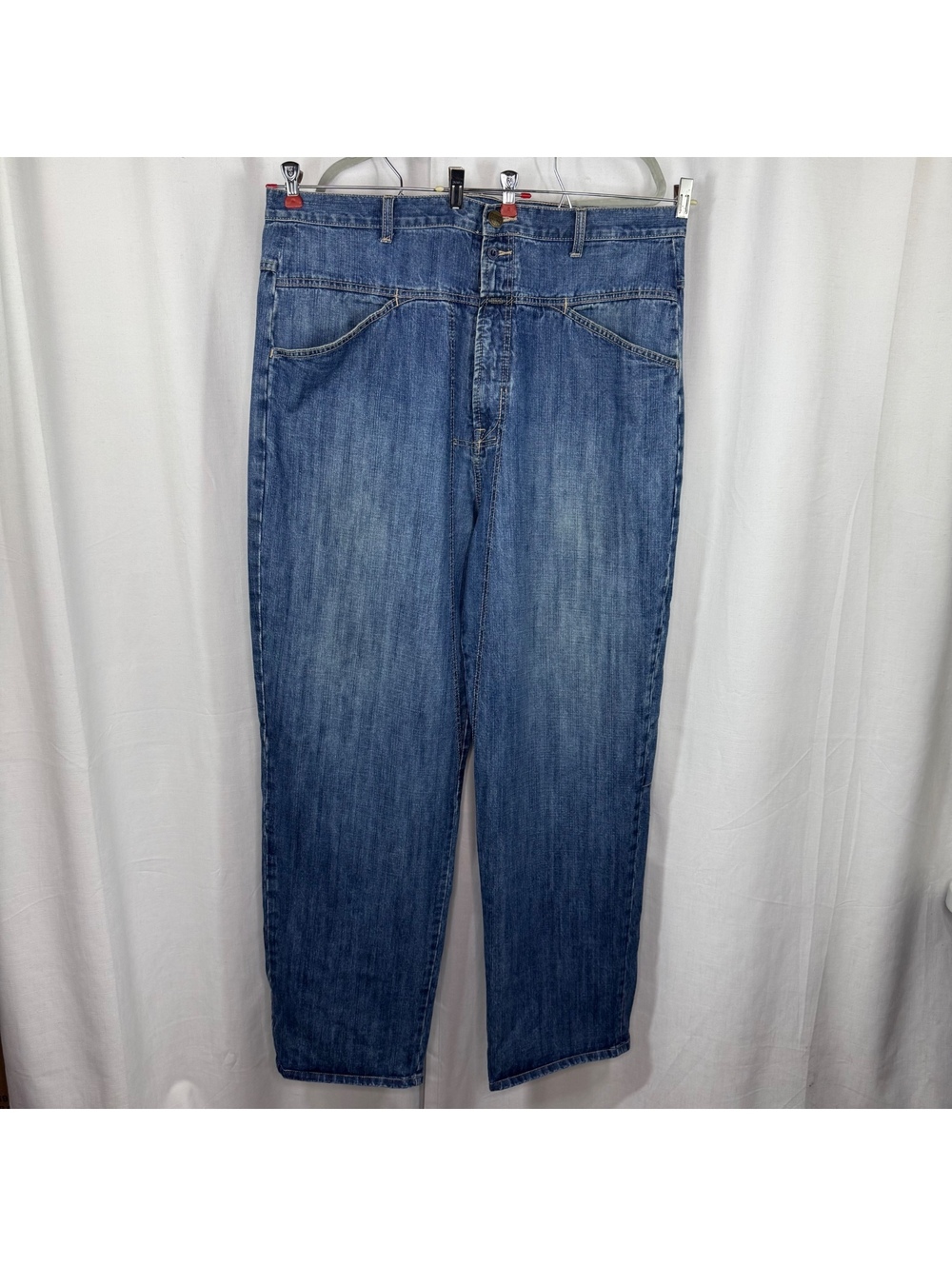 Vintage 90s Girbaud Baggy Jean 40x34 Hip Hop Wide Leg Dual Patch Denim Clean Hem